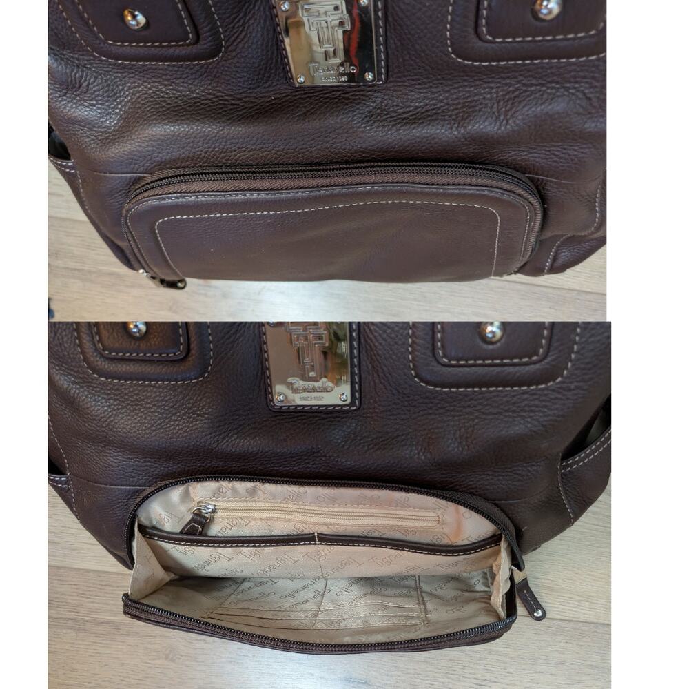 Tignanello Shoulder Bag Large Brown Pebbled Leather Multi Pocket Organizer Tote - Picture 7 of 12